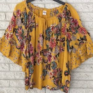 bila double sleeve ruffle blouse